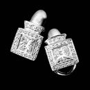 Chris Correia platinum diamond earrings mountings with 1.81ctw princess cut centers with .29ctw pave diamonds on bezel.


