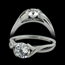 A wonderful Sholdt engagement ring design from the Twisp collection, featuring a single 1.0ct diamond (not included), suspended gracefully in a platinum criss-cross motif. Simply beautiful.