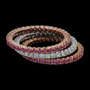 Spark's stackable prong-set wedding bands in 18K rose gold set with pink sapphires. The rings are priced separately. Diamond band 0.33ctw-$1560.00. 1.2mm width.