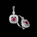 These stunning 18kt white gold Beverley K. earrings feature a .24 ct ruby center stone flanked by .15ctw in diamonds.