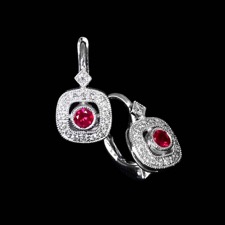Beverley K 18kt white gold diamond & ruby lever back earrings