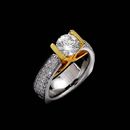 Ladies 18k white and yellow gold rounded shank engagement ring from Eddie Sakamoto, with .30ctw of diamonds.