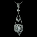 .73ct OVAL diamond pendant designed with the flair and swing of the Roaring Twenties, designed by Durnell.  Platinum, with fine wire work detailing.  Matching earrings available.