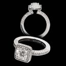 Alex Soldier's beautiful and elegant platinum engagement ring featureing 118 diamonds around the band and designed for a 1-1.5 ct. square center stone. Center stone not included.