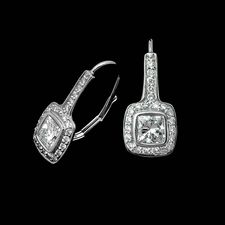 A pretty pair of platinum diamond earrings from the Ritani Endless Love collection. The set contains two princess diamonds weighing .98ctw and .19ct of micro pave diamonds.