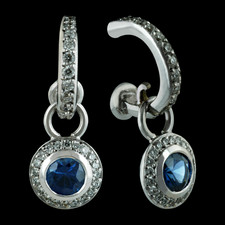 Bridget Durnell blue sapphire and diamond halo earrings