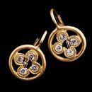 A lovely set of 20kt gold and diamond floral earrings from designer Cathy Carmendy. The earrings are 10.5mm in diameter.