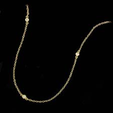 Diamonds by the inch necklace with six stations equaling .11cts., set in 18kt yellow gold. Available in 16