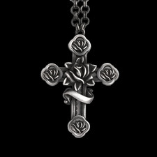 Metalsmiths Sterling INK Collection Sterling silver rose cross