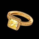 This gorgeous 18k yellow gold Alex Soldier engagement ring gleams with 1.0ct total weight in gold spessarite side. Accommodates a square 6x6mm to 7x7mm center stone, not included.