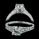  1.00ct center diamond (not included) sits strikingly atop two rows of side diamonds. This Sholdt engagement ring weighs .36ctw.