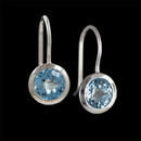 A captivating pair of sterling and blue topaz earrings from Bastian Inverun. Clean and classic, these earrings add a touch of class to any occasion. Circle is 10mm in diameter and the earrings are 21mm in length.