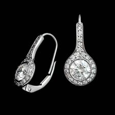A beautiful set of platinum and diamond drop earrings from Ritani's Endless Love collection. The earrings contain .84ct of center diamonds and .19ct of micro pave diamonds.