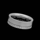 Designed by Christian Bauer, this  contemporary  platinum 7mm wedding band is set with 42 diamonds, for a total weight of .20ct. Also available in 18K white or yellow gold.