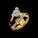 Designed by Eddie Sakamoto, ladies 18kt yellow gold engagement ring with 1.07ctw in diamonds.  Center stone not included.