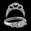 Item 064EJ1 - Here is an elegant platinum three stone diamond ring from world renowned designer Roberto Coin's Cento Collection. This ring contains a .56ct center flanked by two .25ct side stones, for a total of 1.06ct total. All the diamonds are graded at H color VVS2 clarity. There is a small ruby inset into the inside of the shank. This is done because Roberto Coin believes that a ruby inside the ring touches the finger with the vein that goes directly to the heart, so the red ruby signifies passion, love and vitality, as long as you where the ring. This item retails for $10,900. Finger Size 6.5