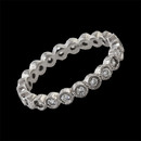 Item 069EJ1 - This beautiful platinum bezel set engagement ring features 22 round brilliant cut diamonds with mil-grained edges. Total carat weight is 0.45 with a SI clarity and G/H color. The size of the ring measures 2m in width and is a size 6.