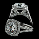 Durnell's cushion frame, split shank solitaire engagement ring with SOLO pave diamond setting inside and out.  Gives unique advantage to each fiery, brilliant cut diamond.  This is the mounting only price, please call for quotes on complete ring.
