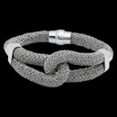 A clean, intertwine, sterling silver and silk Peter Storm bracelet. This bracelet is from the Rotolo collection. Features a barrel claps. Measures 20cm(8''); can fit most wrist. Comes in various colors including: Yellow, Rose, Brown, and Grey. Matching necklace is SKU 11OO3