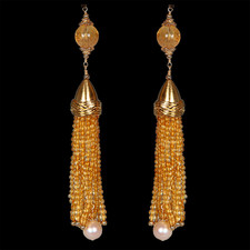 Robert Golden Citrine gold pearl earrings