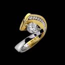 A stunningly beautiful ladies 18kt yellow gold and platinum engagement ring from Eddie Sakamoto, with 0.53ctw in diamonds.

