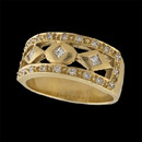 Item 071CO1 - Cathy Carmendy 18kt yellow gold Regal Gallant diamond ring set with .45ct of diamonds. The ring is 9mm in width and tapers to 5mm at the base. This size 6 ring. 