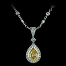 Platinum and 18kt yellow gold diamond pendant by Beaudry with fancy intense yellow pear shape center.  Chain sold separately. Call for price and availability.