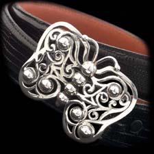 Kieselstein-Cord's wonderful butterfly buckle in sterling silver. The piece measures 2 1/2 inches by 2 inches.