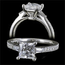 Beautiful 18 karat white gold princess cut diamond engagement ring by Harout R. The ring features a 1.00 carat princess cut diamond center, but is also available with princess cut diamond centers from 0.50 carats and up The additional diamonds have a total weight of 0.36 carats. The ring measures 2.2mm in width. This ring is also available in platinum. The pricing does not include the center diamond. 