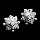 Chris Correia platinum large "snowflake" pearl and diamond earrings.
