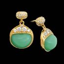 Beautiful pave Bean drop earrings by Michael Bondanza.  These are 20k yellowgold with .32ctw of pave diamonds and the green chrysoprase are 3.48ctw.  
