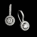 A wonderful pair of platinum Trois diamond earrings with Euro wire backs, designed by Michael B.  These can be made for any size center diamond.  The mountings are shown for 1/4ct rounds.  The mounting is set with 120 diamonds, .58ct total. Center diamond not included.