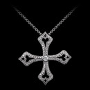 Open space iconic daggers add drama to this handcrafted 18k French Gothic Cross pendant, set with .55 ctw of diamonds. This cross measures 1 1/4 inches.  Diamonds are VS F-G. 18 inch chain.  Beautiful!