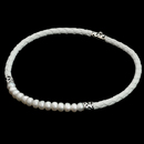Honora Necklace 100Z3: Honora's white leather necklace with sterling silver end caps and white pearls. Honora Necklace 100Z3 jewelry