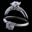 Another beautiful solitaire engagement ring in 18 karat white gold from Harout R. The ring features a 1.00 carat round diamond center, but is available in diamonds from 0.50 carats to 1.50 carats. The ring shank measures 2.7mm in width. This ring is available in platinum as well. The pricing does not include the center diamond.