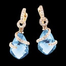 18K gold blue topaz and diamond earrings from Bellarri. The blue topaz size is 12.25 and the total carat weight of the diamonds is 0.19.(Both earrings combined). The earrings measure 27mm x 10mm.