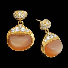Michael Bondanza yellowgold pave Bean Drop peach earrings.  The stones are 3.27ctw and there is .32ctw of sparkling pave diamonds.  