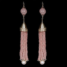Closeout Jewelry Rose Quartz tassel earrings