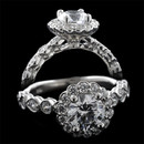 A beautiful halo style 18 karat white gold diamond engagement ring by Harout R. The center diamond is 1.00 carats, however this ring will accommodate center diamonds from 0.75 carats to 1.50 carats. The additional diamonds have a total weight of 0.56 carats. The ring shank measures 2.9mm in maximum width. This ring is also available in platinum. The pricing does not include the center diamond.