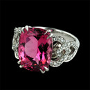 Gumuchian Ring 118J1: This is definitely a "WOW" ring. The color of the pink tourmaline Gumuchian has used here is amazing, very bright and lively. The pink tourmaline measures 12.9m x 10m and weighs 5.76ct. Pave' set on the shoulders are .31ct of diamonds. Gumuchian Ring 118J1 jewelry