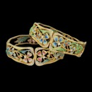 Item 11Q4 - Two beautiful 18kt yellow gold enamel bracelets each with 32 diamonds weighing total of .33ct and two rubies. These Nouveau 1910 bracelets measure 23mm x 63mm each.