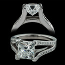 Brilliant diamonds adorn this dramatic platinum split-shank, Sholdt designed engagement ring, which holds a 2ct princess-cut center stone (not included). Total weight of the side diamonds is .27ctw.