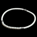 Honora Necklace 121Z3: A beautiful white leather Honora necklace with white pearls and sterling silver end caps. Honora Necklace 121Z3 jewelry