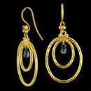 Gurhan Earring 129GG2: Small 24kt gold double oval hoop earrings. Granulated hook and black diamond briolettes complete these beautiful pieces. By Gurhan.
Gurhan Earring 129GG2 jewelry