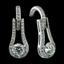 Ideal cut diamond centerpieces are electric in this flowing diamond Durnell earring. The swing movement and brilliance of the drop is invigorating to any outfit. Interchangeable drops are available for the hoop. These are .85ct round VVS F-G quality.