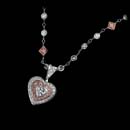 An exquisite, Michael Beaudry, platinum and 18kt rose gold diamond heart necklace with chain.  The piece contains 2.25ctw of natural pink and white diamonds. The chain measures 16 inches.  Pieces can be purchased separately. Call for price and availability.