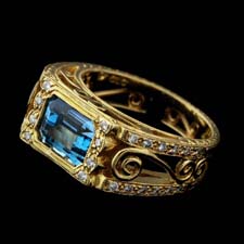 Cathy Carmendy Cathy Carmendy 20kt y.g. Aquamarine & Diamond ring