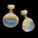 Beautiful pave Bean drop earrings by Michael Bondanza.  These are 20k yellowgold with .32ctw of pave diamonds and the Blue chalcedony are 3.5ctw.  
> 