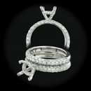 Item 135PO1 - One ladies platinum and diamond engagement ring from the Pearlman�s collection. The domed three row pave piece is set half way around, with .66cts of F-G color VS clarity diamonds. The piece is sized for 5 1/8, and will accommodate a 7mm round center stone. The matching band features the three row domed pave (.56cts) set half way on the band, in finger size 5 1/8. Priced to sell as a matched set.