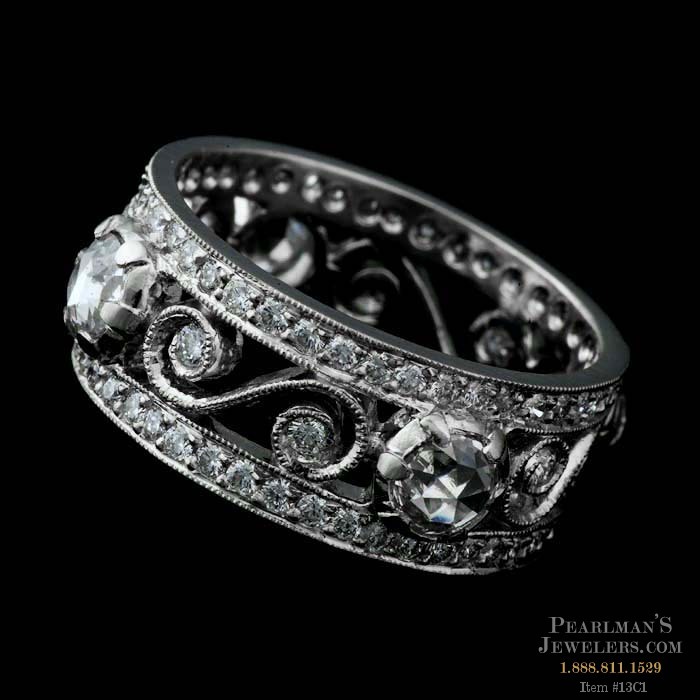 Item 13C1 Cathy Carmendy platinum and diamond scroll wedding ring